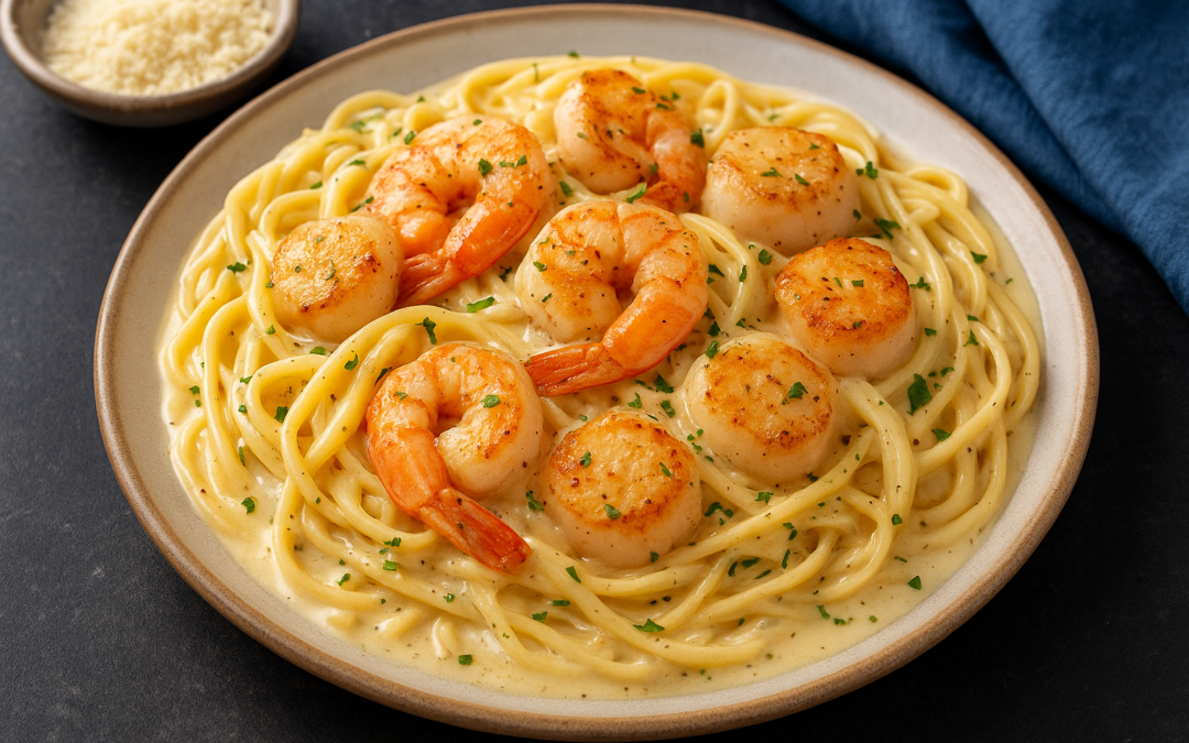 Easy Seafood Pasta Recipe: Creamy Garlic Shrimp & Scallops